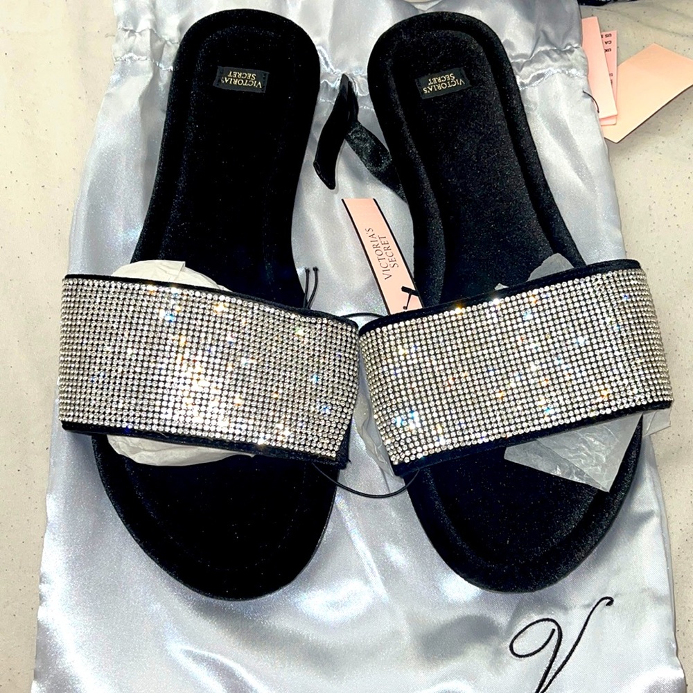Brand new Victorias Secret suede slides, with dust bag